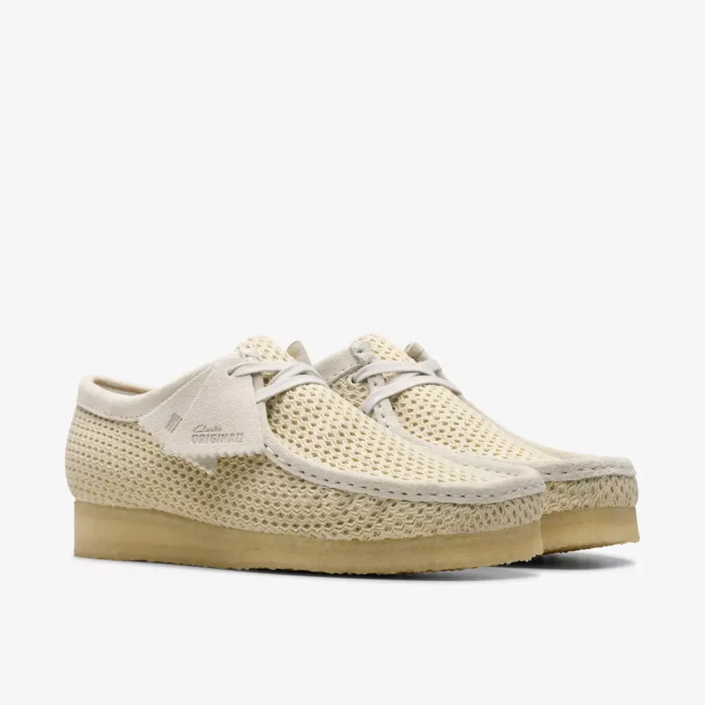 Giày Clarks Men's Wallabee 'Off White Mesh' 26175849 - Ảnh 4