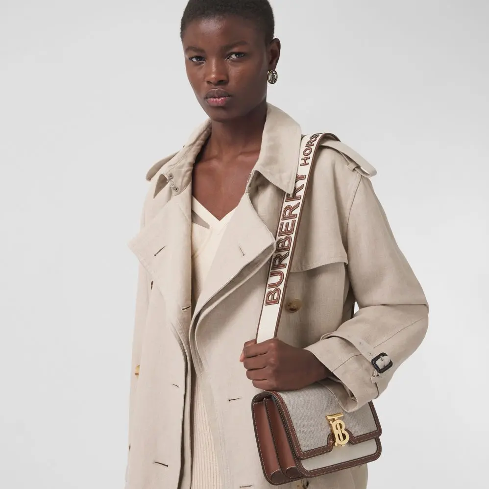 Túi Burberry Small Cotton Canvas and Leather TB Bag ‘Soft Fawn Ecru’ 80424191 - Ảnh 3