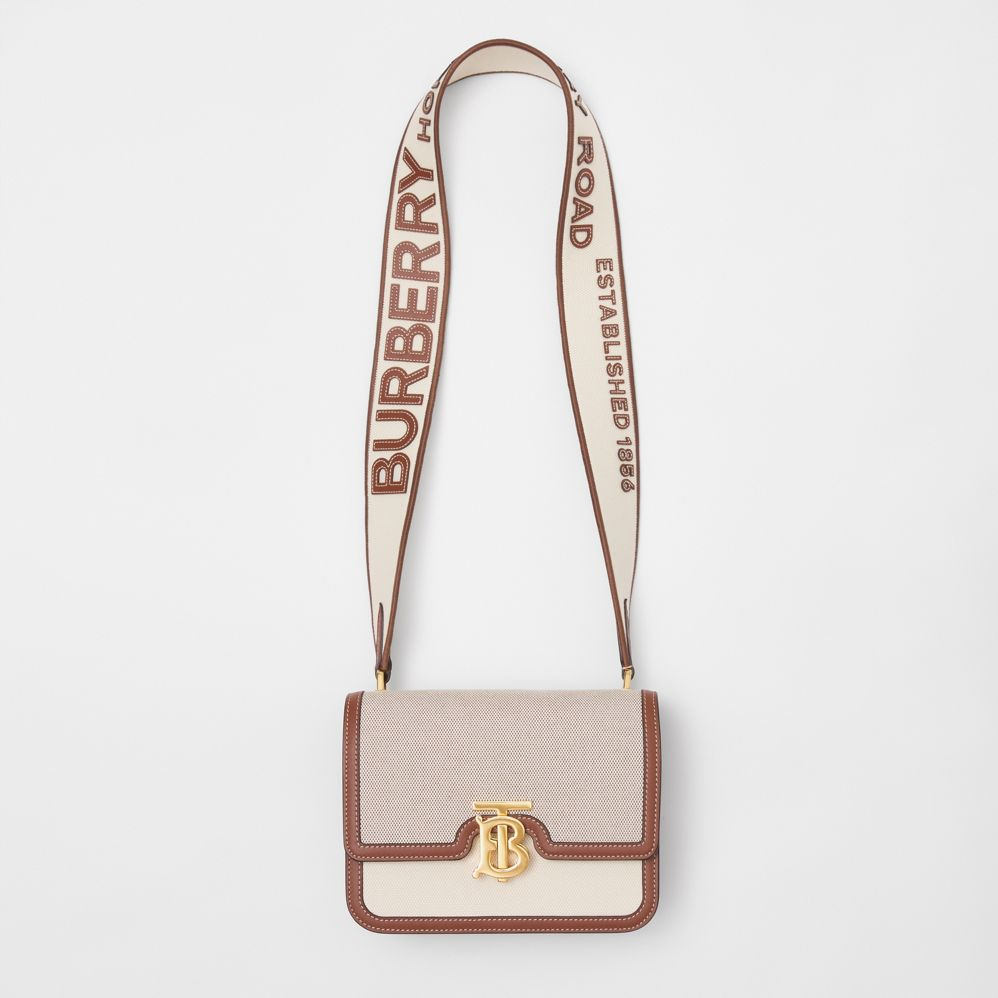 Túi Burberry Small Cotton Canvas and Leather TB Bag ‘Soft Fawn Ecru’ 80424191 - Ảnh 4