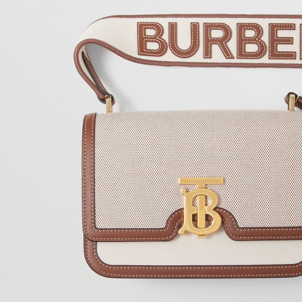 Túi Burberry Small Cotton Canvas and Leather TB Bag ‘Soft Fawn Ecru’ 80424191 - Ảnh 2
