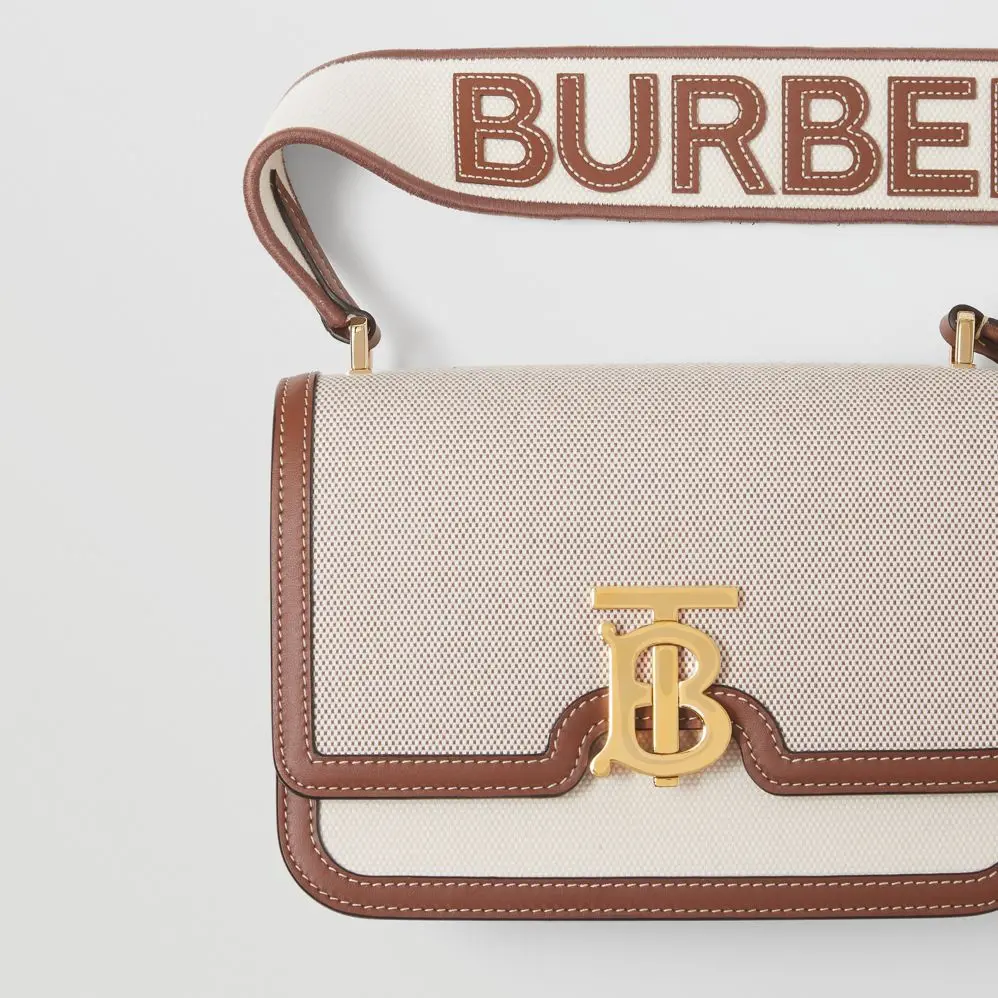 Alternative view of Túi Burberry Small Cotton Canvas and Leather TB Bag ‘Soft Fawn Ecru’ 80424191