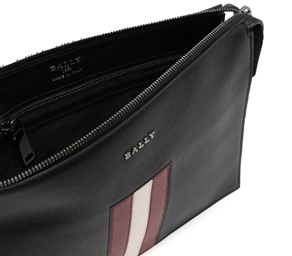 Túi Bally Leather Stripes 'Black' 6236768 - Ảnh 3