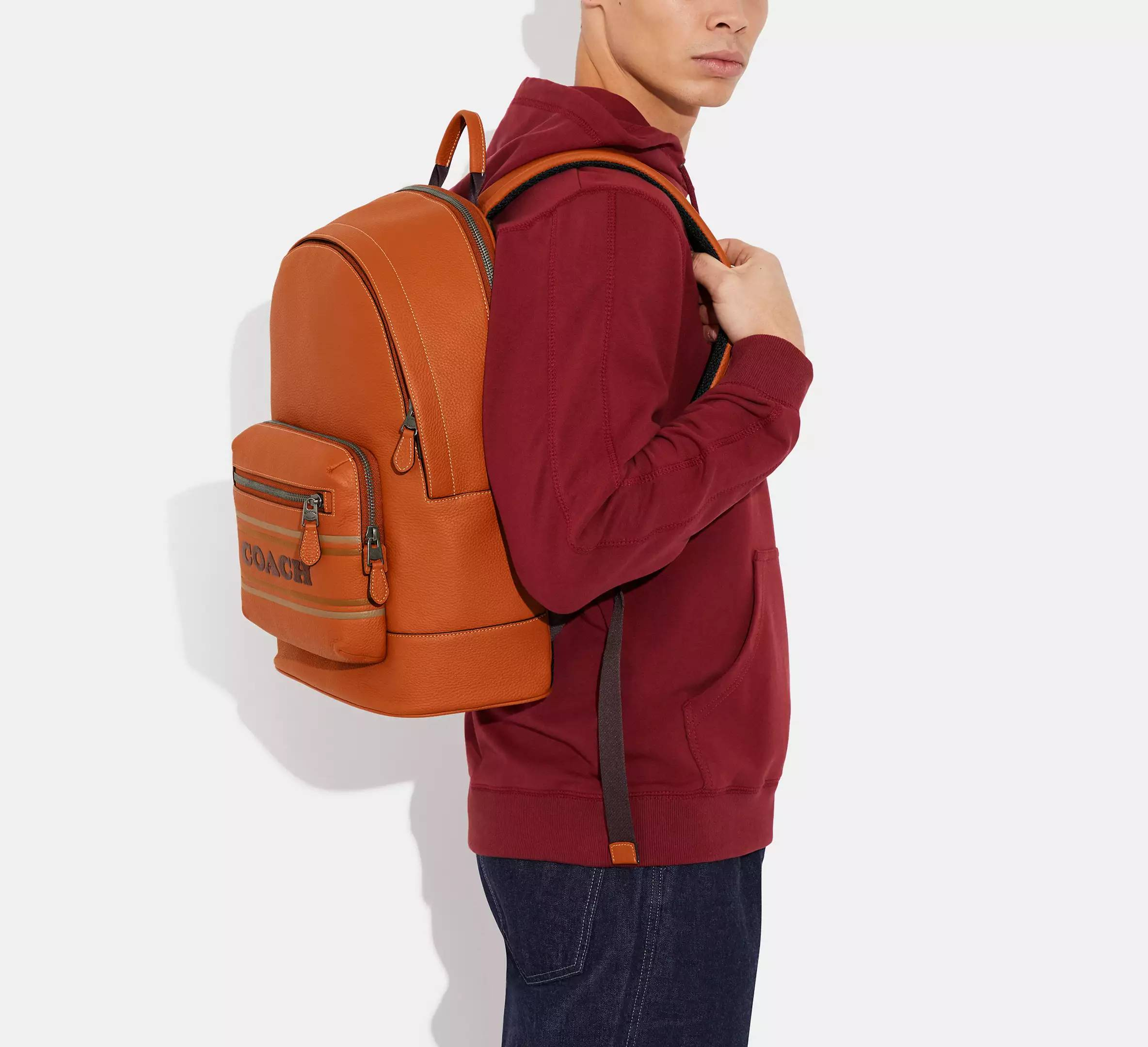 Balo Coach West With Coach Stripe Bag 'Brown' CG995-QBNP6 - Ảnh 4