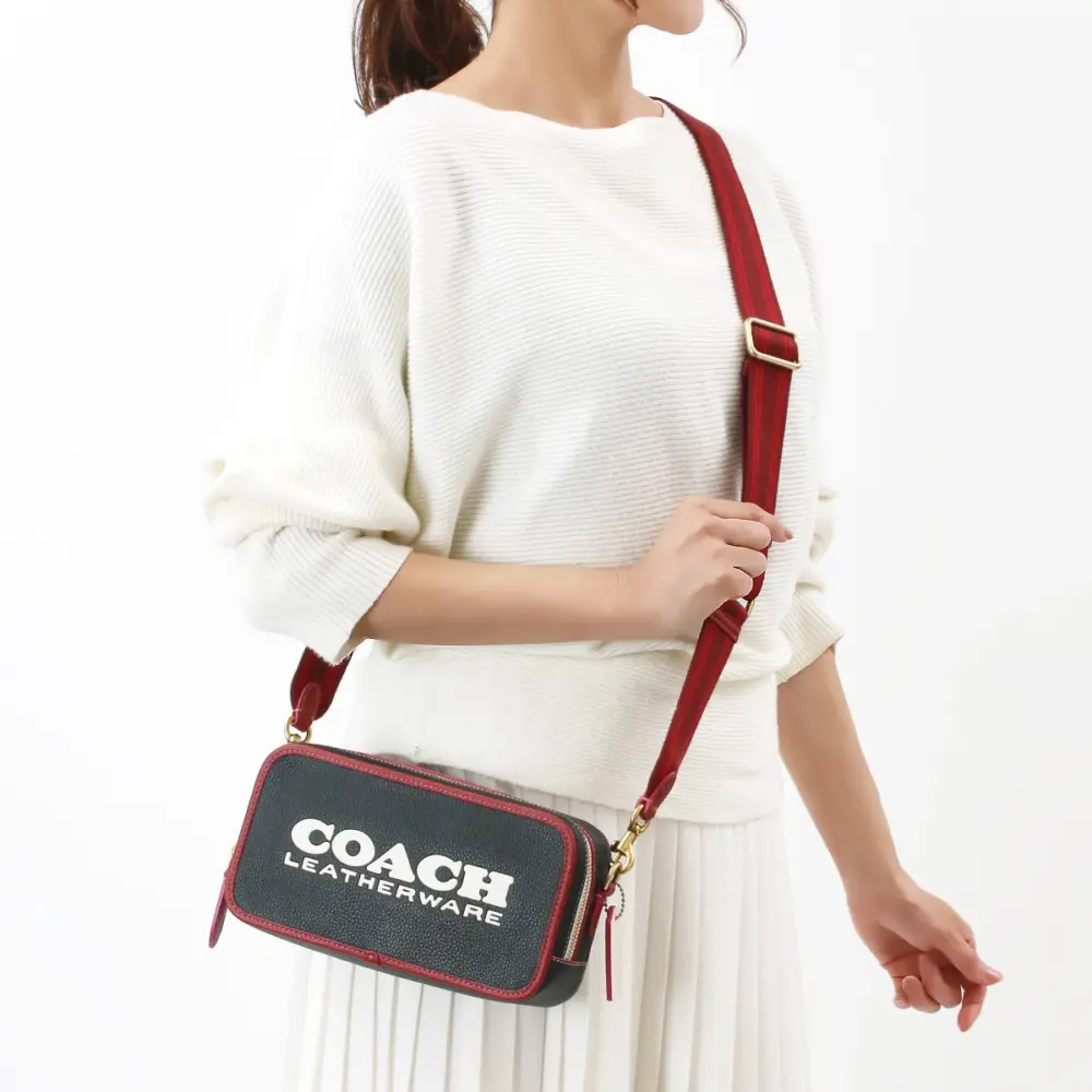 Alternative view of Túi Coach Kia Camera Pebbled Leather ‘Black Red’ CE735-B4M2