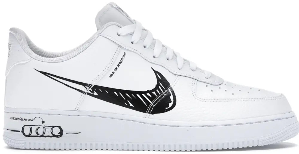 Giày Nike Air Force 1 Low Sketch 'White Black' CW7581-101