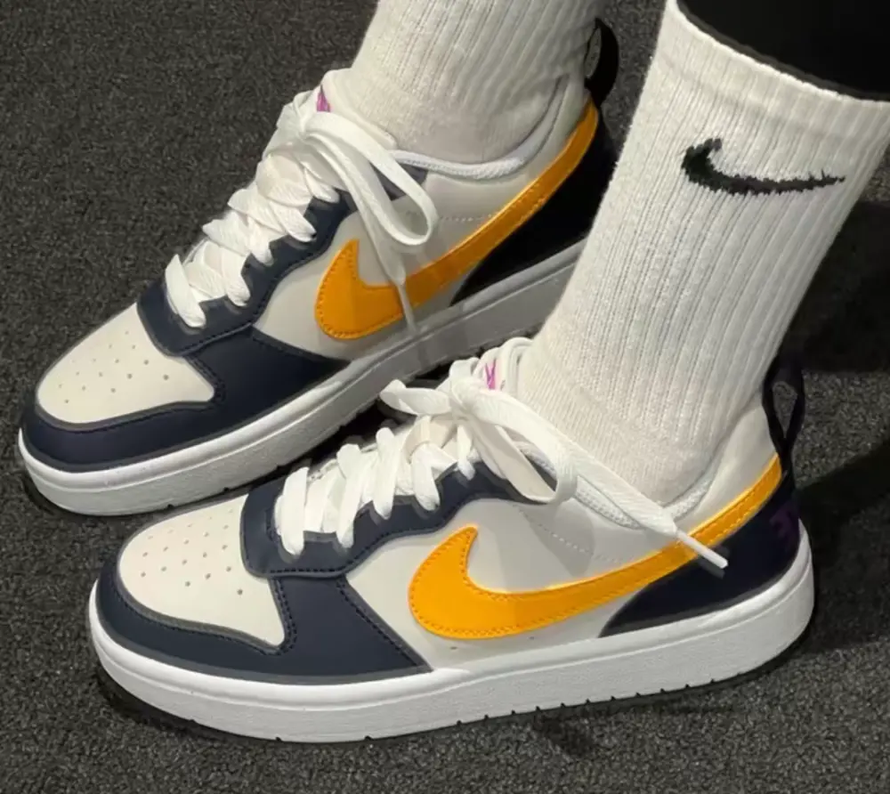 Giày Nike Court Borough Low Recraft ‘White Navy Gold’ HJ3482-071 - Ảnh 4