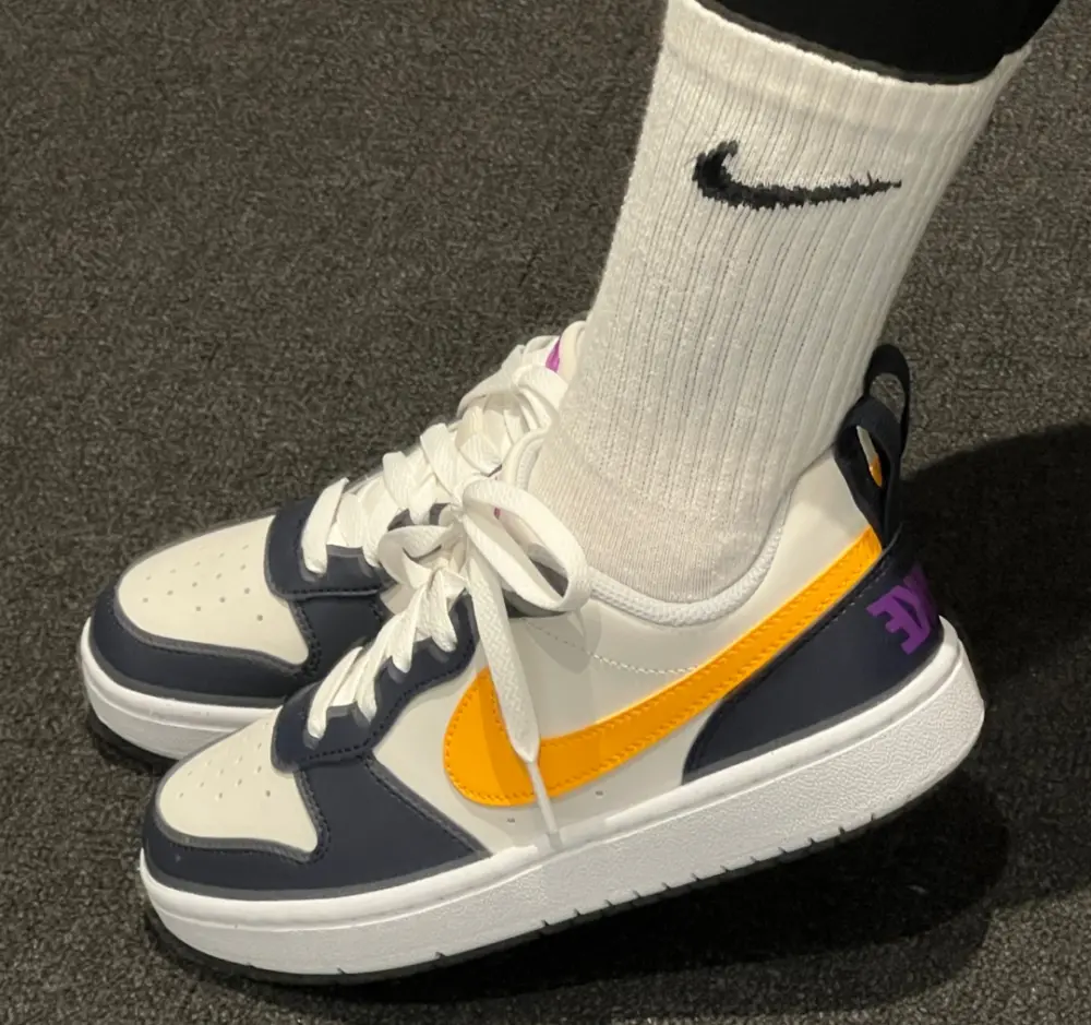 Giày Nike Court Borough Low Recraft ‘White Navy Gold’ HJ3482-071 - Ảnh 3