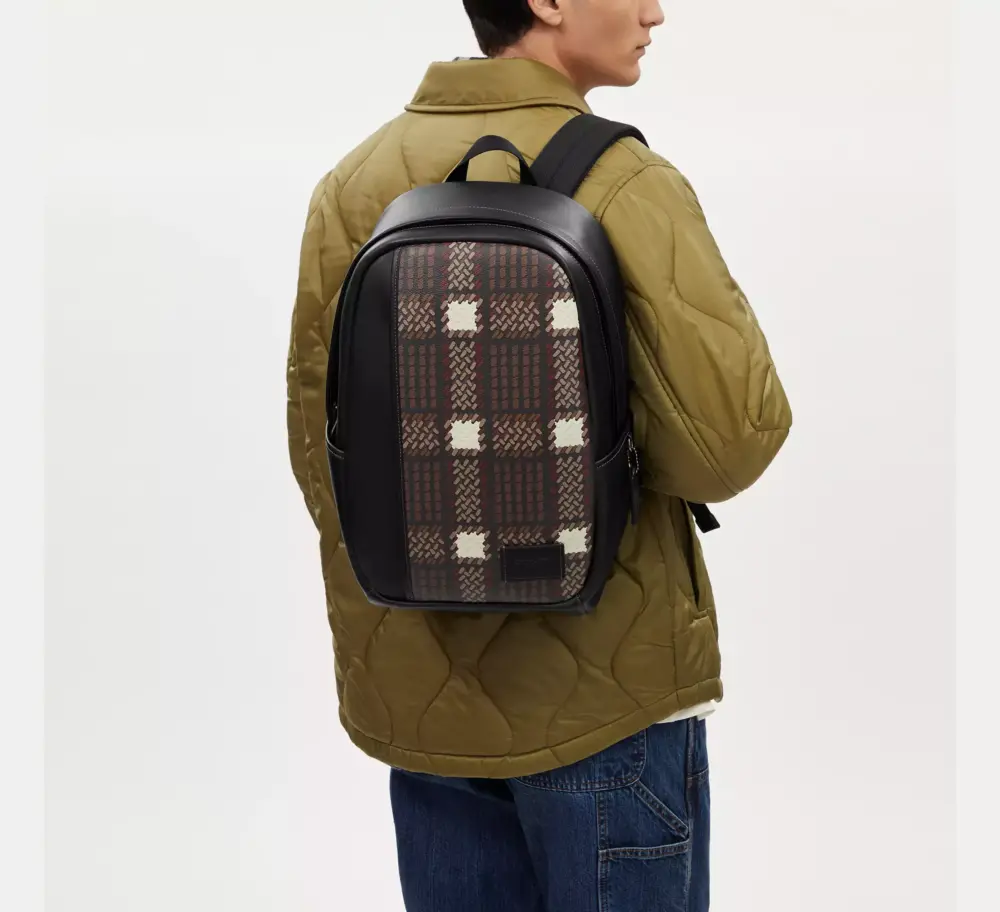Balo Coach Edge With Plaid Print 'Gunmetal' CL965-QBM2 - Ảnh 3