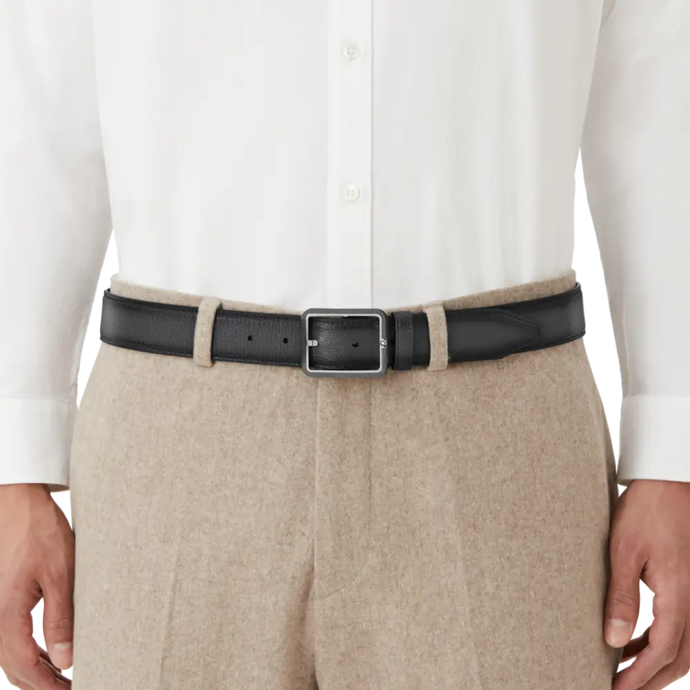 Thắt lưng Montblanc Rectangular Frame & Palladium 'Grey' 131191 - Ảnh 4