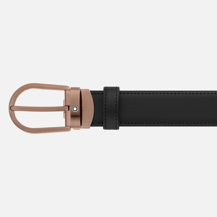 Thắt Lưng MontBlanc Horseshoe Buckle 'Black' 129426 - Ảnh 2