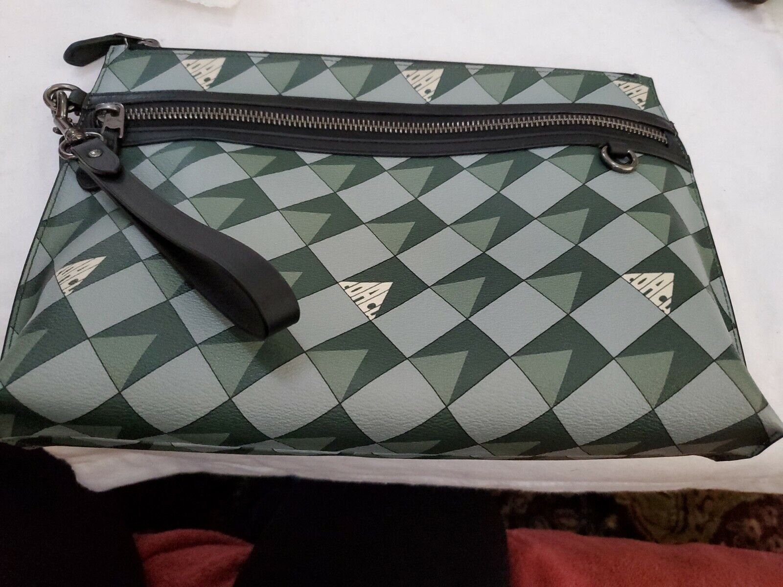 Túi Coach Carryall Pouch With Check Geo ‘Green’ 2747-QBTE - Ảnh 3