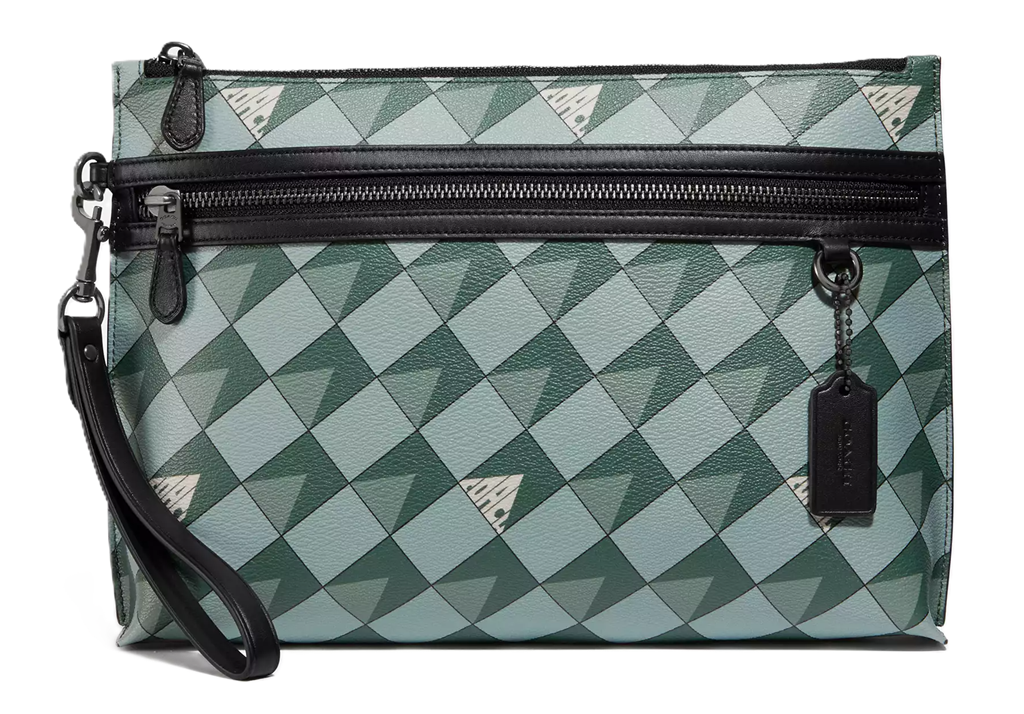 Túi Coach Carryall Pouch With Check Geo ‘Green’ 2747-QBTE
