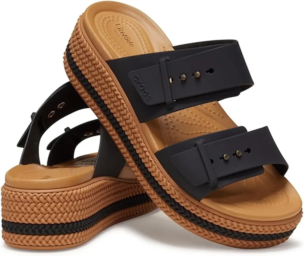 Dép Crocs Brooklyn Woven Buckle 'Black' 209978-001 - Ảnh 4