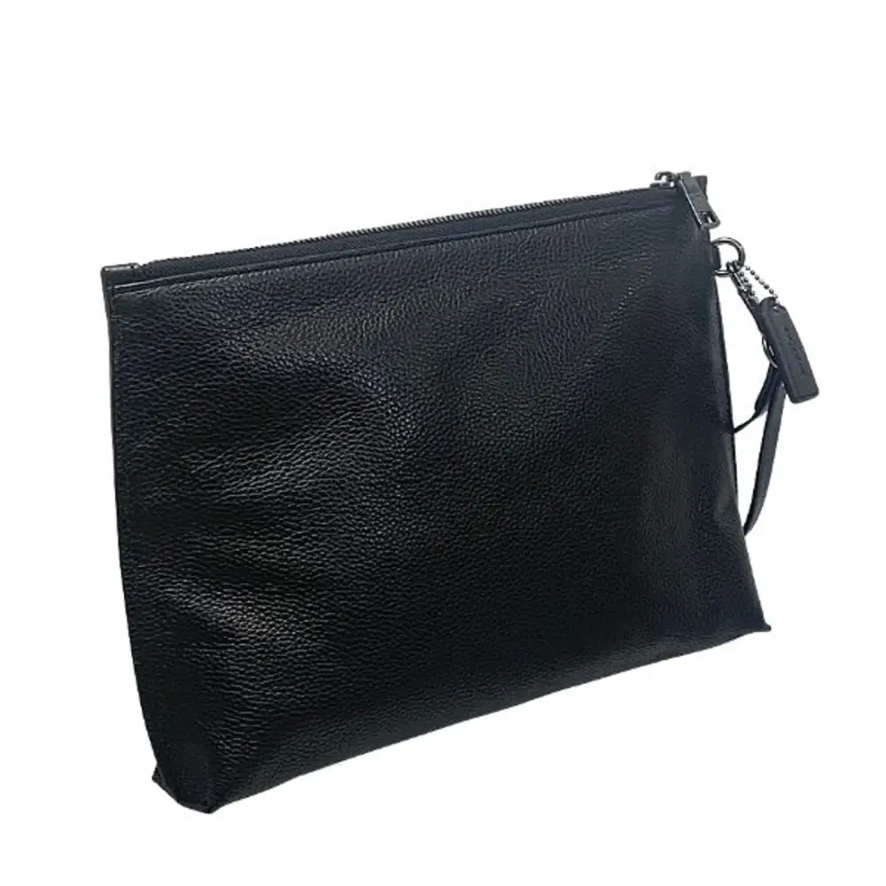 Túi Coach Pebble Leather Second Bag Pouch ‘Black’ F28614-BLK - Ảnh 5