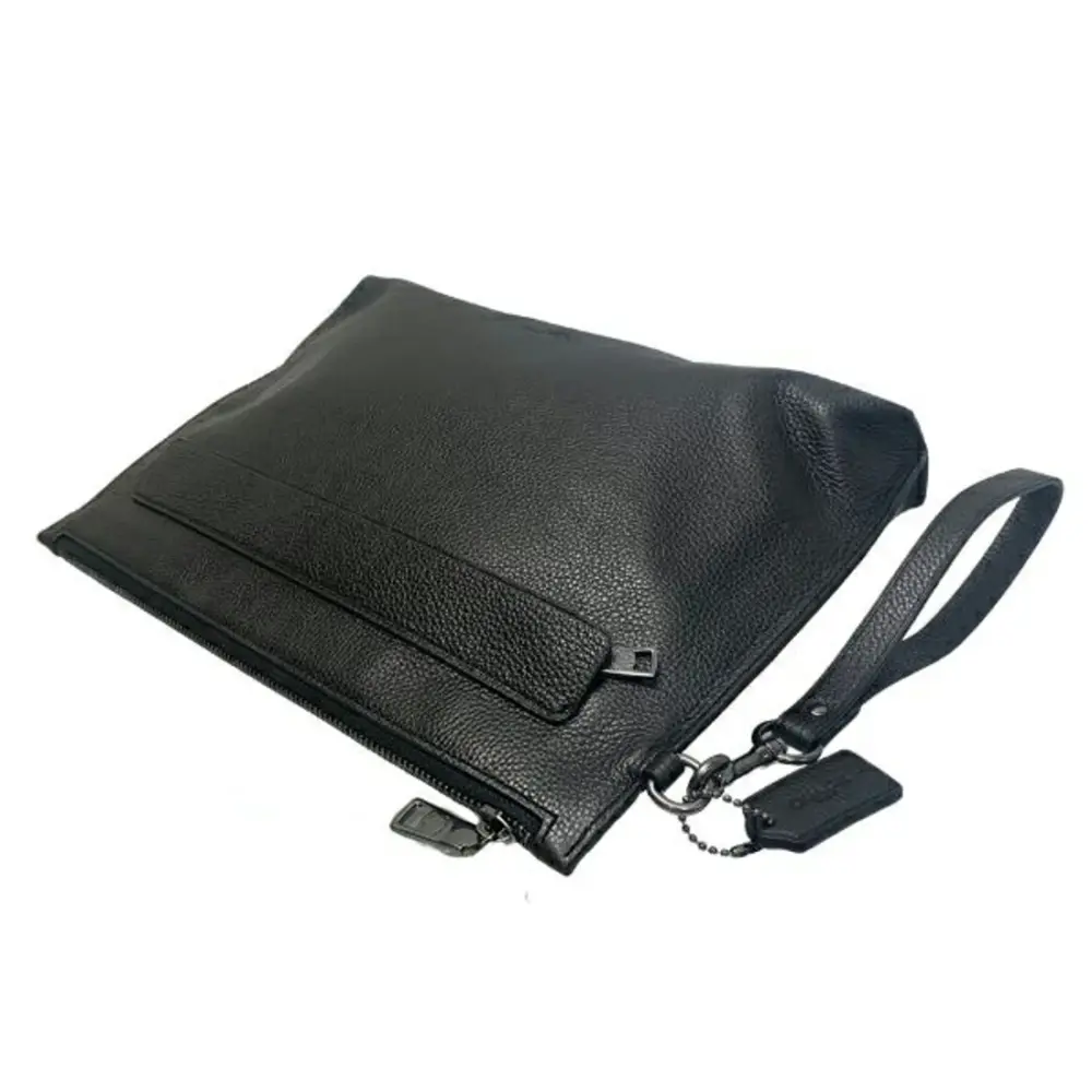 Túi Coach Pebble Leather Second Bag Pouch ‘Black’ F28614-BLK - Ảnh 4