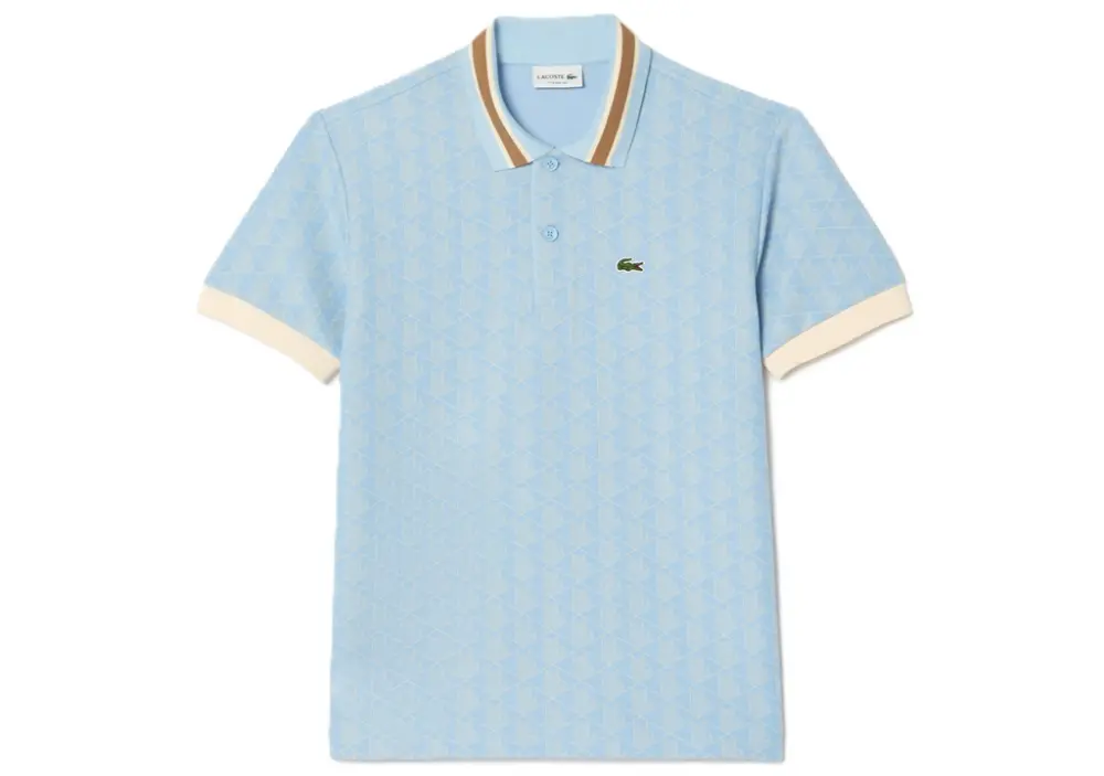 Áo Lacoste Contrast Collar Monogram Polo 'Light Blue' DH1417-WB5