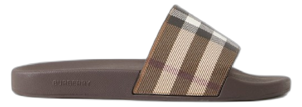 Dép Burberry Check Print Slides ‘Dark Birch Brown’ 80481951