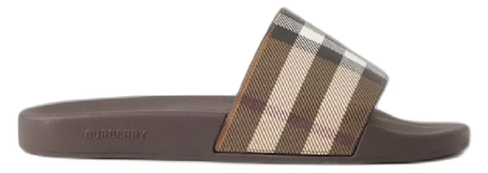 Dép Burberry Check Print Slides ‘Dark Birch Brown’ 80481951
