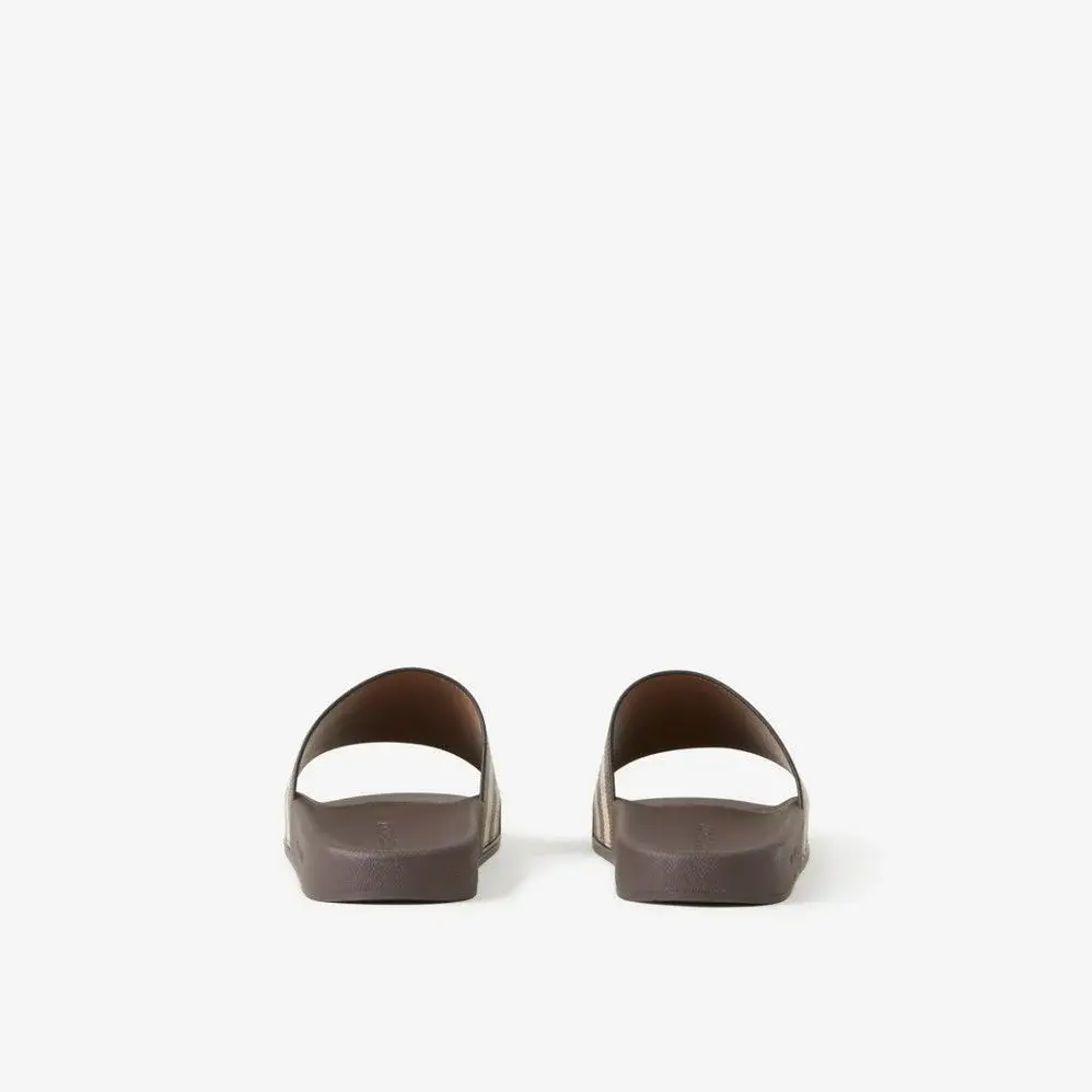 Dép Burberry Check Print Slides ‘Dark Birch Brown’ 80481951 - Ảnh 3