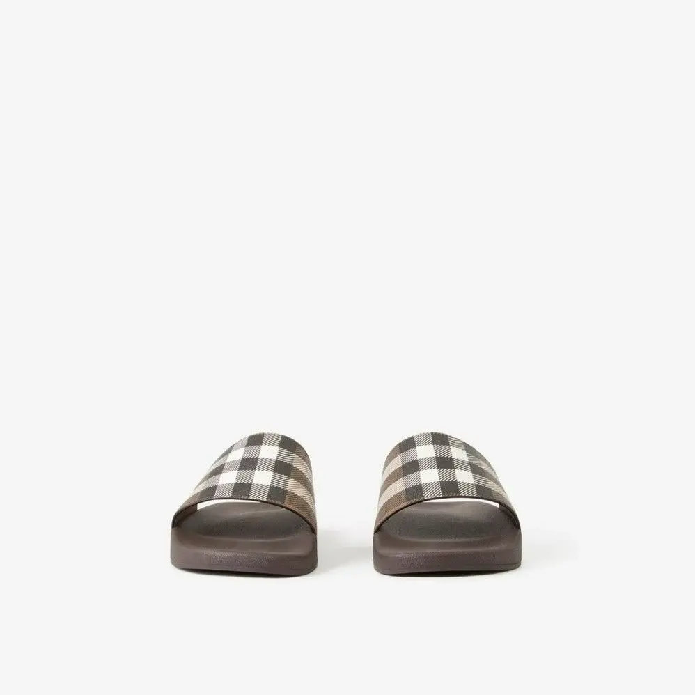 Alternative view of Dép Burberry Check Print Slides ‘Dark Birch Brown’ 80481951