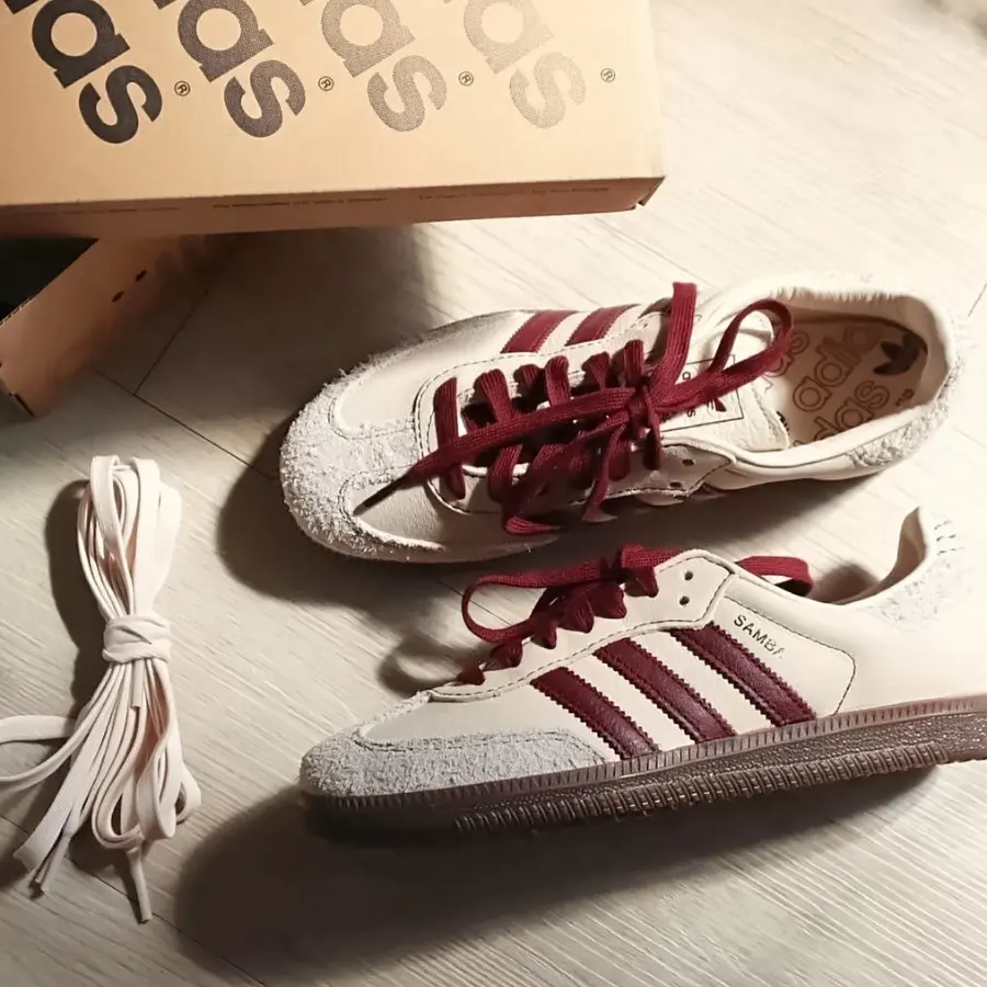 Giày Adidas Samba OG ‘Wonder White Maroon’ IG1987 - Ảnh 3