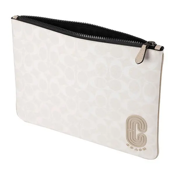 Alternative view of Túi Coach Large Pouch In Signature Canvas With Coach Patch 1314-QBR14