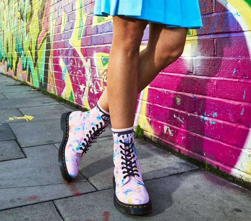 Alternative view of Giày Dr. Martens 1460 Pascal Rainbow Suede Lace Up Boots 'Pink' 27245650