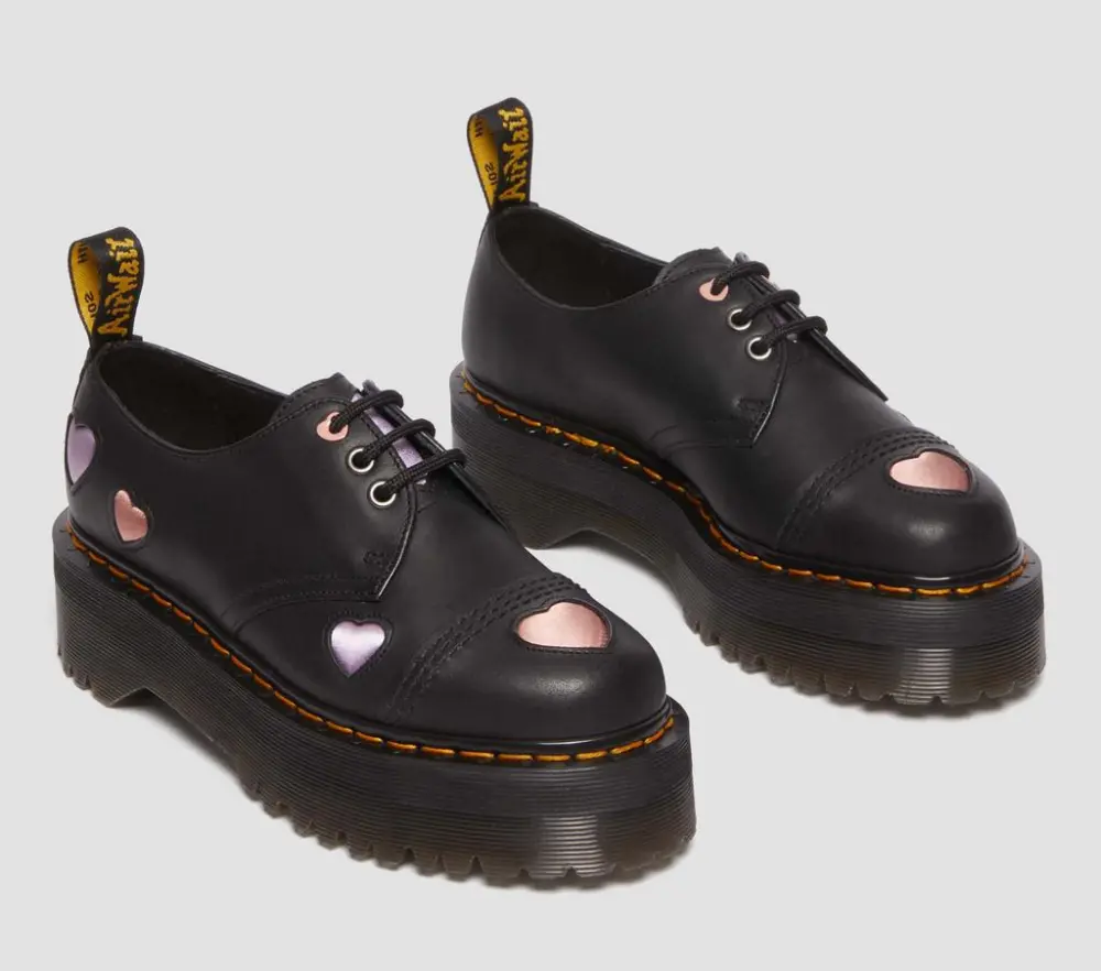 Giày Dr. Martens 1461 Leather Heart Platform 'Black' 30604001 - Ảnh 4