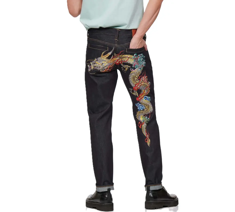 Alternative view of Quần Evisu Dragon Embroidered 'Blue' 2EAHTM1JE10117CT