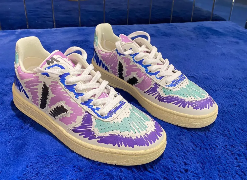 Alternative view of Giày Veja x Marni Low Top Sneakers ‘White Purple Graffiti’ VXMS-3081AXV102000C80