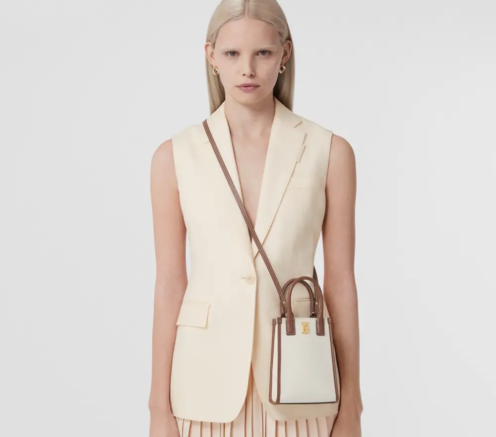 Alternative view of Túi Burberry Canvas Leather Tote ‘Ecru’ 80524601