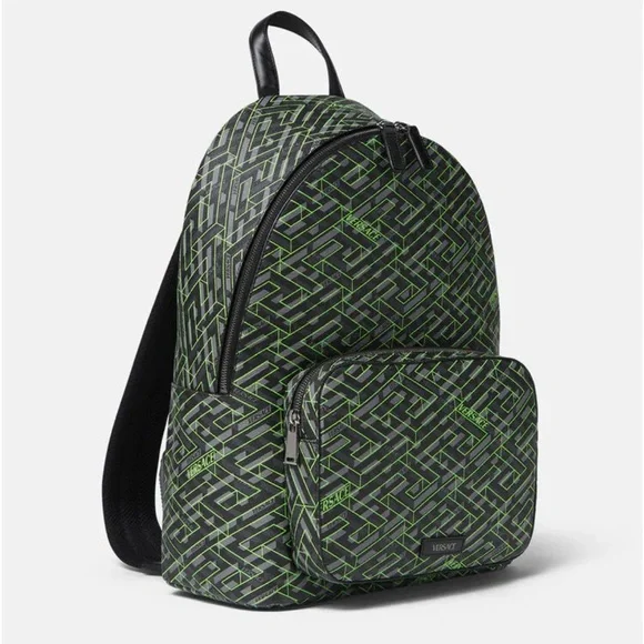 Balo Versace Zaino Poliuretano Grigio E Verde ‘Green’ 1007703-1A06114-5B97E - Ảnh 3