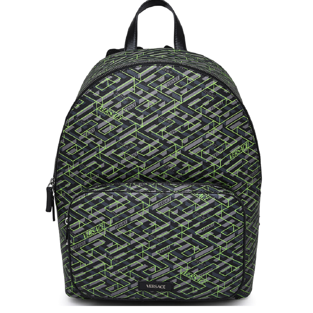 Balo Versace Zaino Poliuretano Grigio E Verde ‘Green’ 1007703-1A06114-5B97E