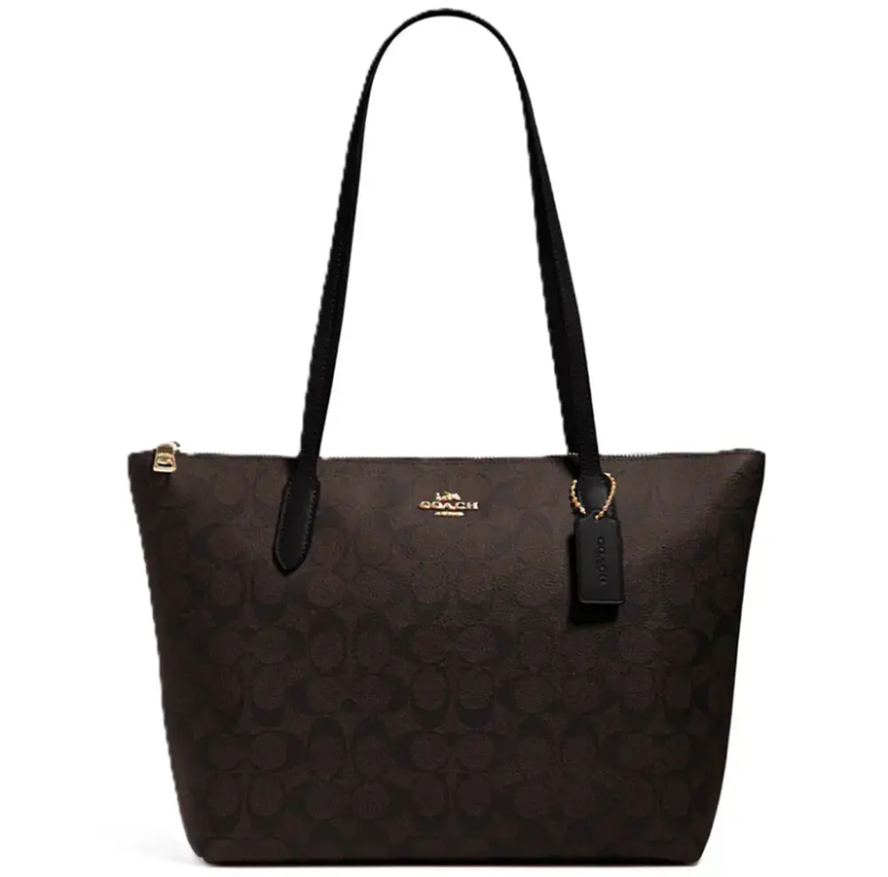 Túi Coach Zip Top Tote In Signature ‘Brown’ 4455-IMAA8