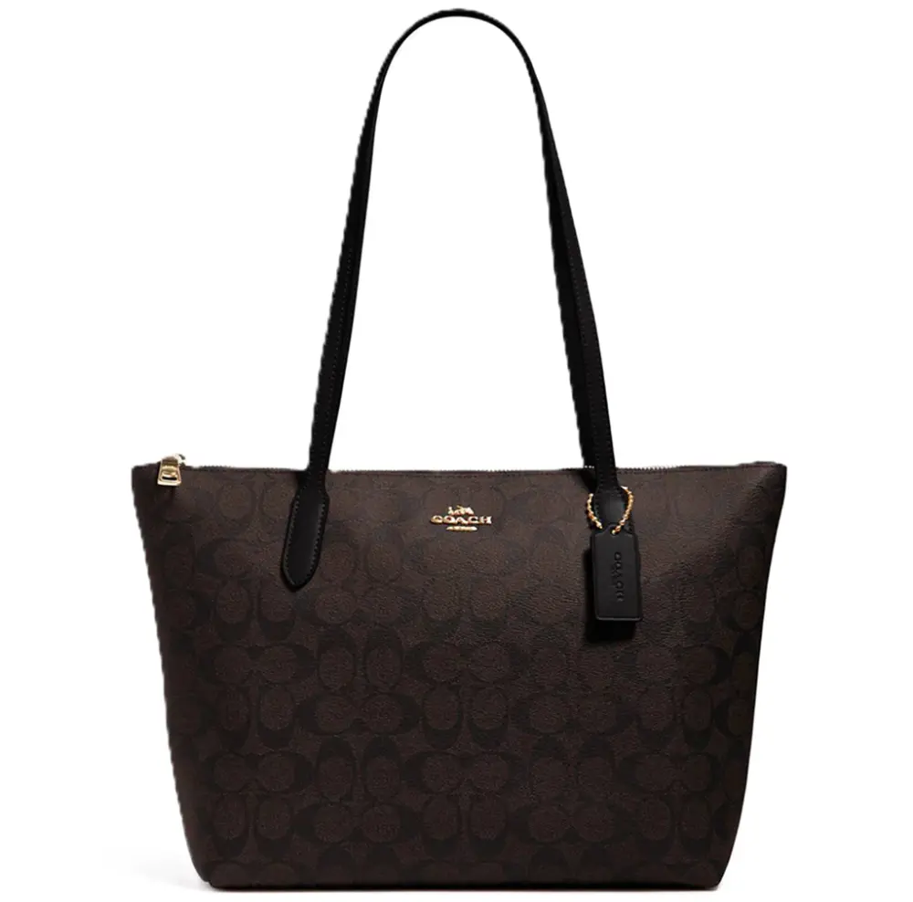 Túi Coach Zip Top Tote In Signature ‘Brown’ 4455-IMAA8