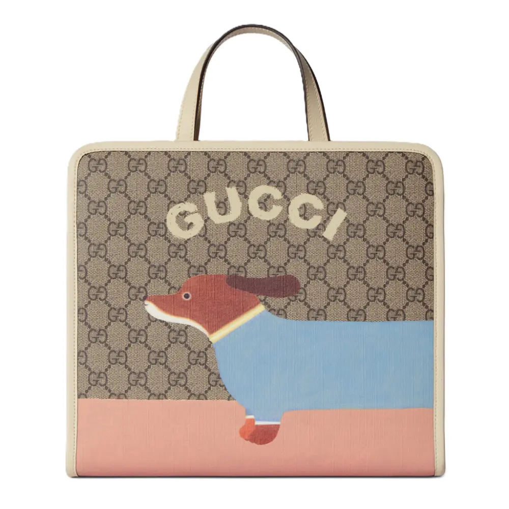 Túi Gucci Dog Print Tote ‘Beige Dark Brown’ 605614-FADK6-9775