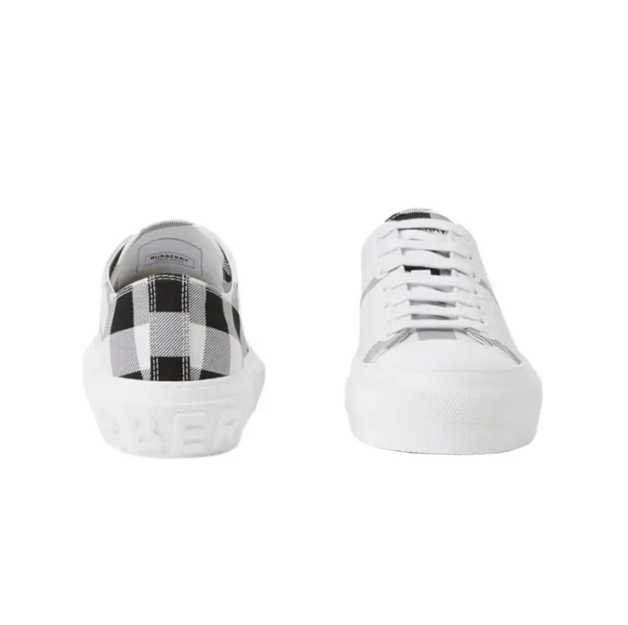 Giày Burberry Check Cotton ‘White Black’ 80714311 - Ảnh 3