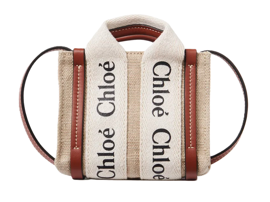 Túi Chloe Nano Woody In Linen ‘Brown’ CHC22-AP235I26-90U