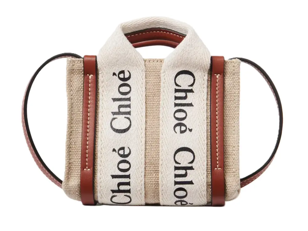 Túi Chloe Nano Woody In Linen ‘Brown’ CHC22-AP235I26-90U