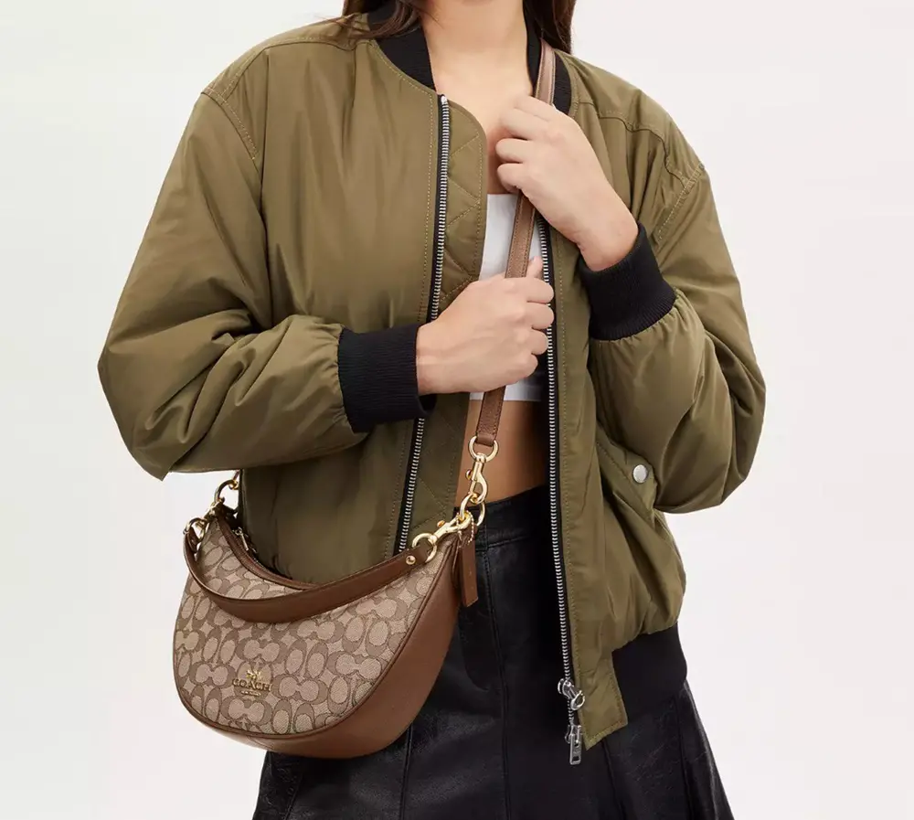 Alternative view of Túi Coach Aria Shoulder Bag Jacquard 'Khaki Saddle' CO997-IMVGB
