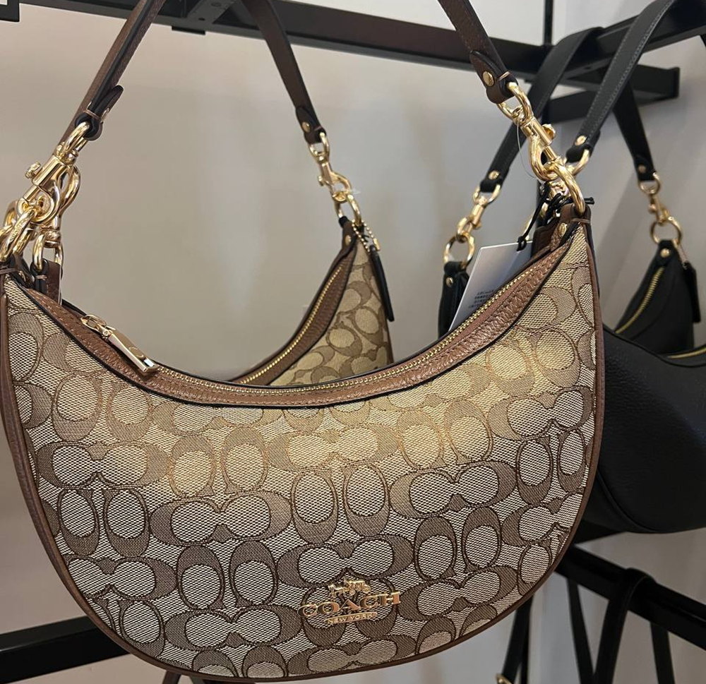 Túi Coach Aria Shoulder Bag Jacquard 'Khaki Saddle' CO997-IMVGB - Ảnh 3