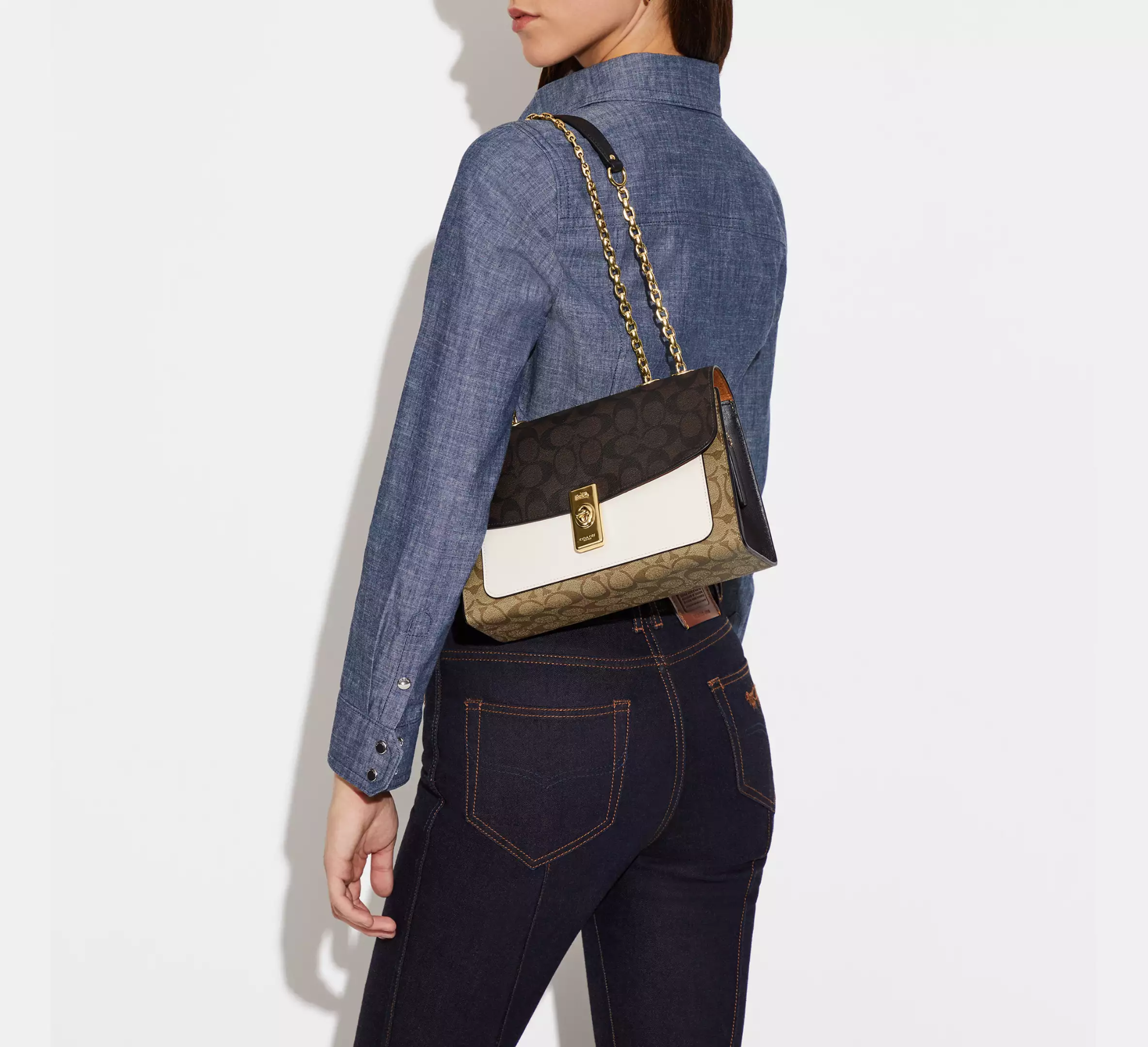 Túi Coach Lane Blocked Canvas 'Black Beige' C1539-IMNOX - Ảnh 3