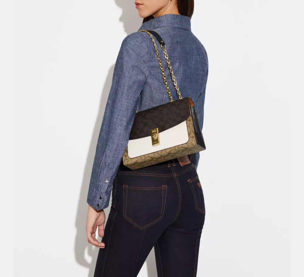 Túi Coach Lane Blocked Canvas 'Black Beige' C1539-IMNOX - Ảnh 3