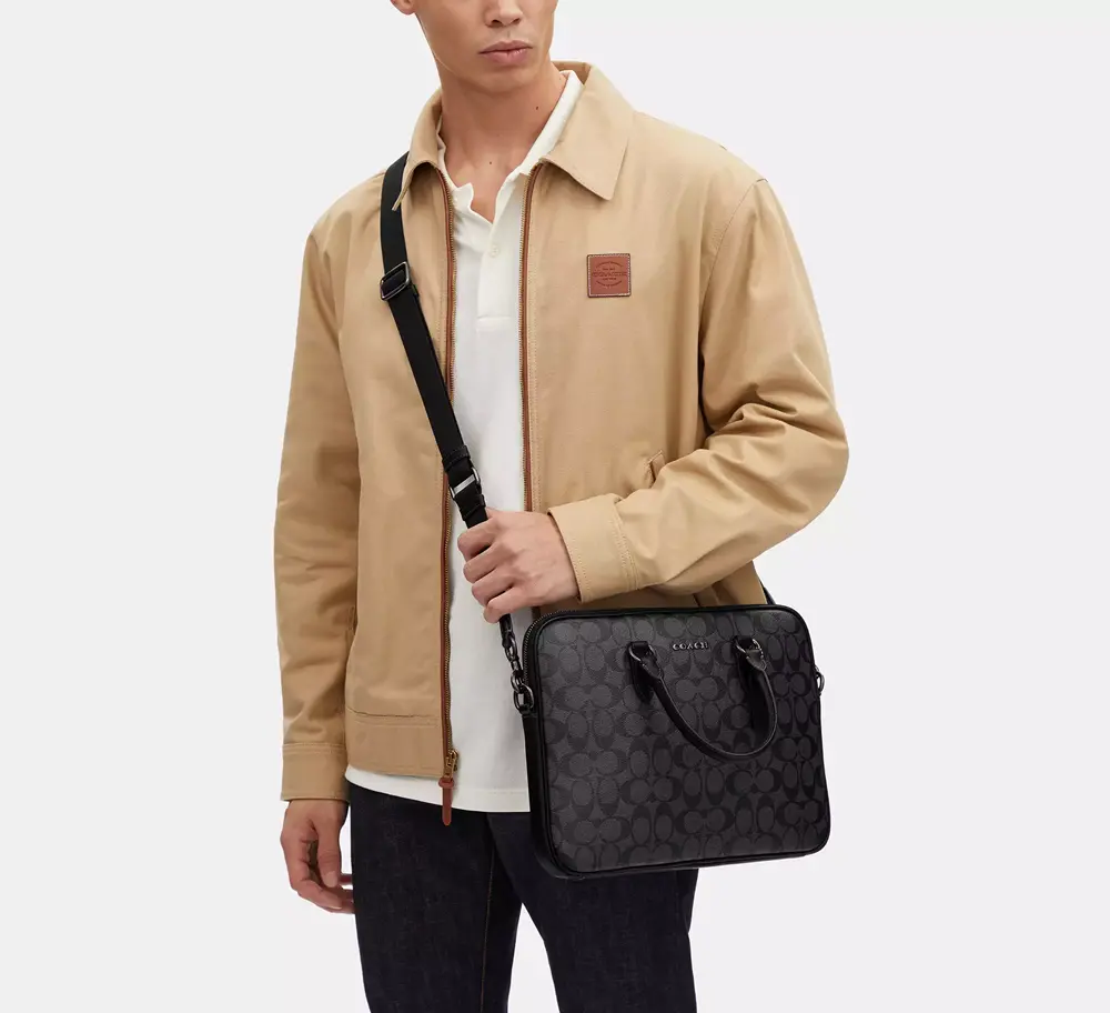 Túi Coach Liam Compact Brief ‘Black’ CJ630-QBO4G - Ảnh 3