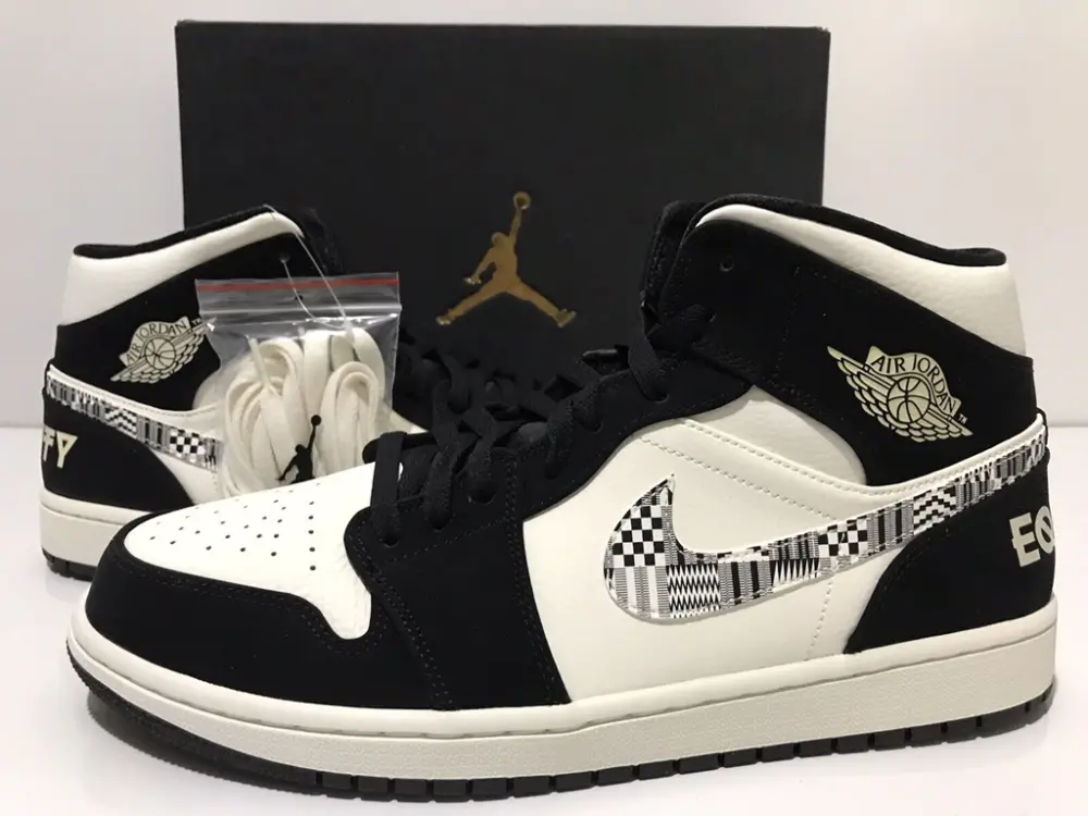Alternative view of Giày Nike Jordan 1 Mid Equality 2019 'Black' 852542-010