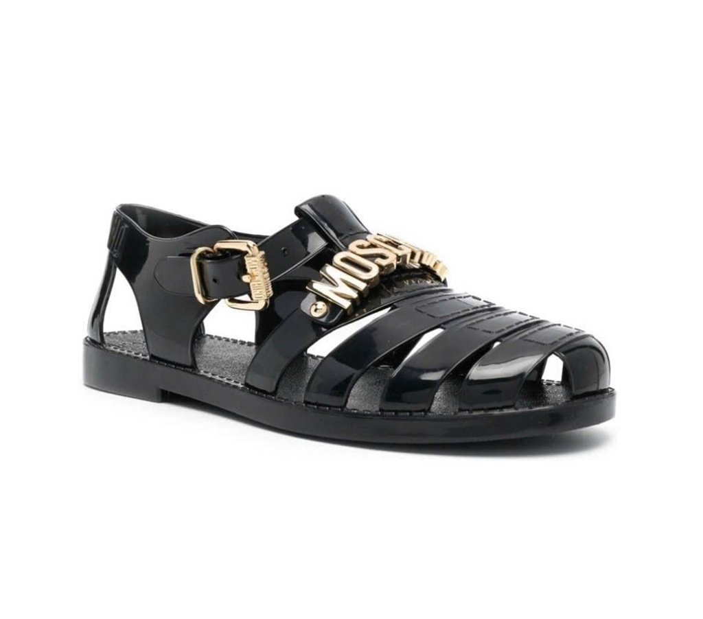 Dép Moschino Buckle Roman Sandal 'Black' MA16501G1FM20000 - Ảnh 2