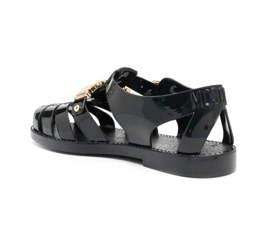 Dép Moschino Buckle Roman Sandal 'Black' MA16501G1FM20000 - Ảnh 3
