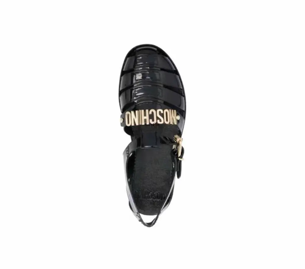 Dép Moschino Buckle Roman Sandal 'Black' MA16501G1FM20000 - Ảnh 4