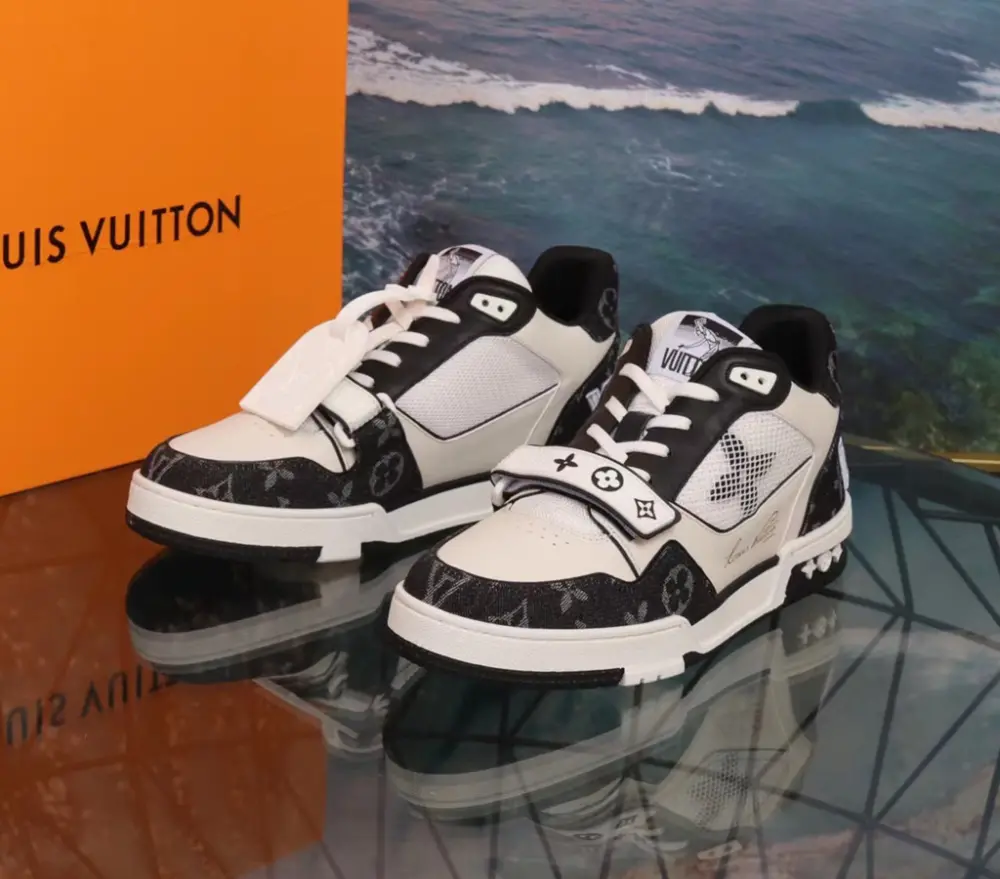 Giày Louis Vuitton LV Trainer ‘Velcro Strap Black White’ 1A9ZB0 - Ảnh 4