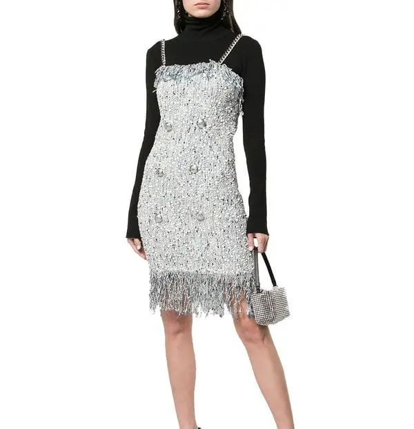 Túi Alexander Wang Heiress Medium Rhinestone Mesh 'White' 2019P0813J100 - Ảnh 5